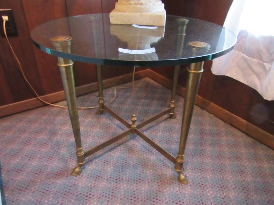 GLASS TOP METAL END TABLE