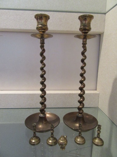 MINIATURE BRASS CANDLE HOLDERS AND ETC