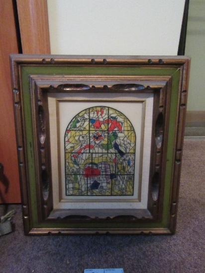 FRAMED STAINED GLASS LIKE PICTURE BY MARC CHAGALL