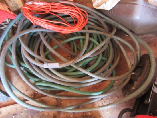 GARDENING HOSE WITH BRASS NOZZLE AND EXTENSION CORD