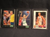 (3) LARRY BIRD CARDS - 1993 UPPER DECK BASKETBALL HEROES CARD 26 OF 27, BAS