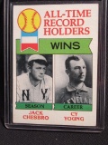 1979 TOPPS ALL TIME RECORD HOLDERS CARD JACK CHESBRO AND CY YOUNG CARD NUMB