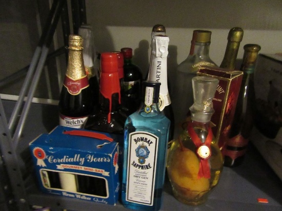 PEAR IN A BOTTLE AND OTHER ASSORTED BOTTLES