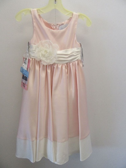 BALLERINA PINK WITH IVORY SASH AND FLOWER SIZE 5 CHILDREN'S PARTY DRESS