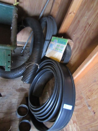 ASSORTED EDGING, PLASTIC PIPE, AND WIRE