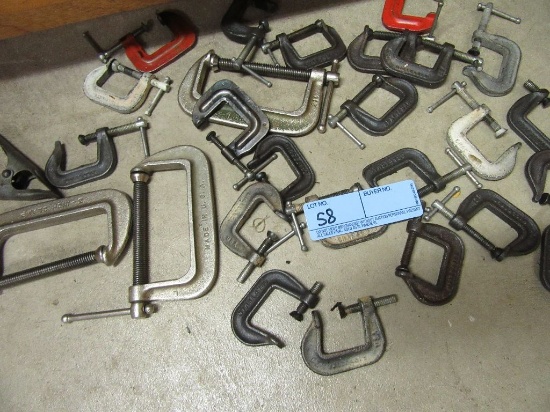 LARGE ASSORTMENT OF SMALL C CLAMPS AND ETC