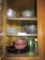 CUPBOARD LOT OF GLASS, PLATES, AND DISHES