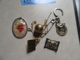 SOME PINS, MEDALS, AND BASEBALL CHARM