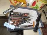 LOT OF CARVING KNIVES INCLUDING FARBERWARE AND HENKEL
