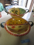 MADE IN ITALY DIVIDED DISH AND LARGE BOWL WITH HANDLES