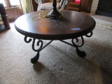INLAID WOOD ROUND COFFEE TABLE. MATCHES 179