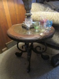 METAL BASE EMBOSSED CENTER END TABLE. MATCHES NUMBER 173