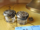 MINIATURE STERLING COVERED JARS AND RELIGIOUS MEDAL