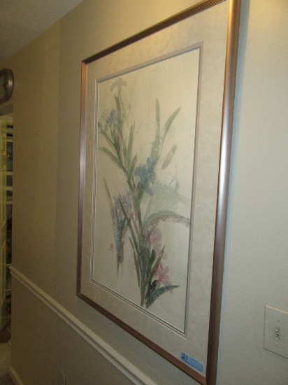 3-1/2 BY 2-/12 FOOT FLORAL ORIENTAL ARTWORK