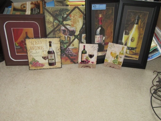 ASSORTMENT OF WINE PRINTS AND WALL HANGINGS