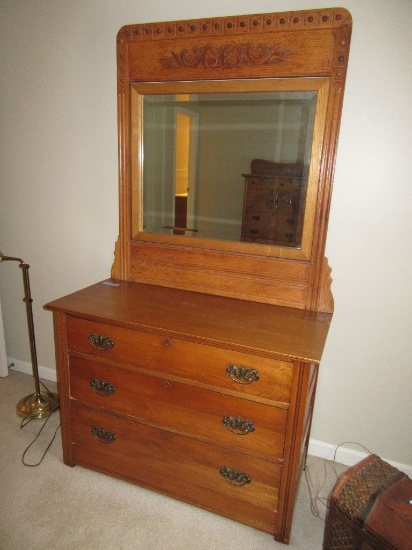 OAK DRESSER WITH MIRROR