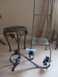 METAL CANDLE HOLDER AND 2 PLANT STANDS