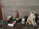 ASSORTED CHRISTMAS DECORATIONS INCLUDING SNOWMAN, CANDLE HOLDER, SANTA CLAU