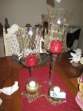 GOLD DECORATIVE CANDLES, GLASS CANDLE HOLDERS