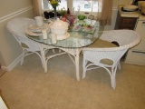 GLASS TOP WICKER TABLE WITH 2 CHAIRS