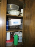 CUPBOARD LOT OF ASSORTED PLASTIC STORAGE CONTAINERS