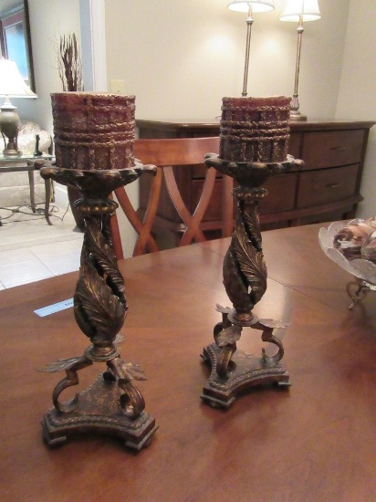 PAIR OF DECORATIVE CANDLE HOLDERS