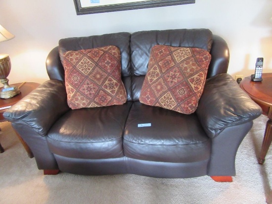 BROWN FAUX LEATHER LOVESEAT
