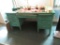 LARGE GREEN PAINTED KNEEHOLE DESK. ON SECOND FLOOR. BRING HELP FOR REMOVAL