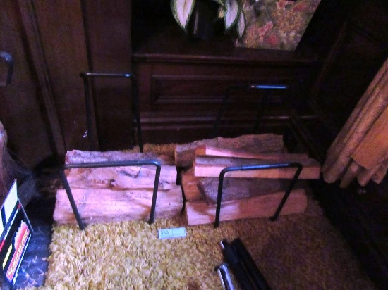 2 LOG STANDS WITH LOGS