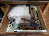 DRAWER OF ASSORTED ITEMS INCLUDING SCISSORS, EXTENSION CORD, ETC