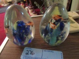 2 GLASS PAPERWEIGHTS