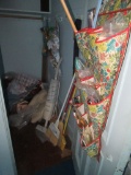 BROOMS, SWEEPER, COMBS, AND ETC IN CLOSET