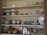 KITCHEN CUPBOARD OF ASSORTED CHINA, GLASSWARE, AND ETC