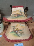 JAPANESE ETCHED LAMPS WITH PAINTED LAMP SHADES