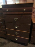 OAK FINISH 5 DRAWER CHEST