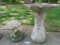 CONCRETE MUSHROOM AND BIRD BATH