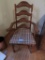 PLAID SEAT FRUITWOOD LADDER BACK ARMCHAIR