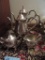 2 SILVERPLATE TEAPOTS, CREAMER AND SUGAR