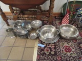 ASSORTMENT OF PEWTER PIECES, SERVING DISH, AND ETC