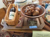 WOODEN CENTERPIECE BOWL, TRAY, AND ETC