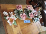 ASSORTMENT OF CAPODIMONTE FLOWER ARRANGEMENTS SOME HAVE CHIPS