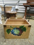 WOODEN BASKET WITH METAL HANDLES