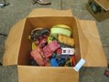 VARIETY OF PLASTIC TOYS INCLUDING CARS, TRUCKS, STREET SWEEPER BY AUBURN ET