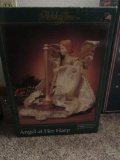 HOLIDAY TIME ANIMATED ANGEL AT HER HARP IN BOX