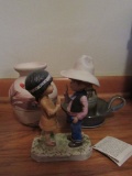 GORHAM MOPPETS LET'S BE FRIENDS FIGURINE, INDIAN RIVER POTTERY VASE, AND ET