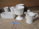 MILKGLASS PLANTERS AND ETC