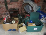 ASSORTMENT OF CHRISTMAS DECORATIONS INCLUDING LIGHTS, TREE, WREATH, AND ETC