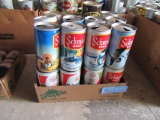 ASSORTED EMPTY SCHMIDT BEER CANS W/ OUTDOOR SCENES ON THEM INCLUDING FISHIN