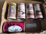 ASSORTED EMPTY OLDE FROTHINGSLOSH BEER CANS W/ PICTURES OF LADIES ON THEM