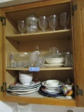 GLASSES, CUPS, PLATES, AND ETC IN CABINET